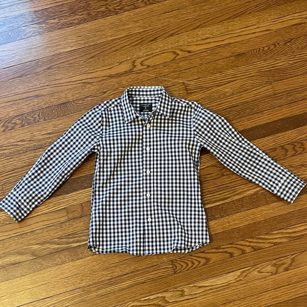 Navy and White Checkered Button-Up Shirt